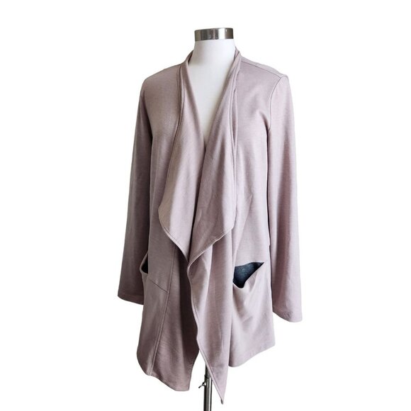 LOGO Lounge by Lori‎ Goldstein Womens Cardigan L Draped Open Front Lagenlook - Picture 1 of 11